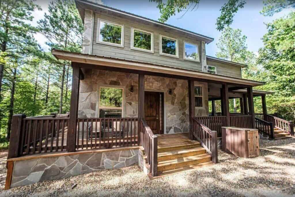 rock exterior broken bow oklahoma cabin rentals