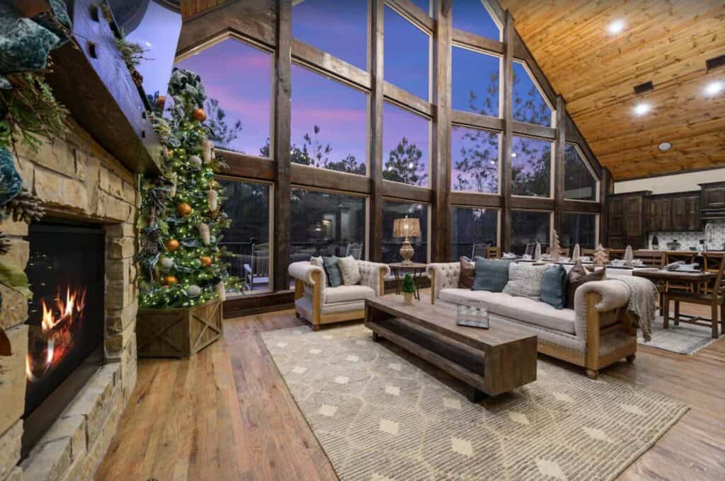 broken bow cabins on the lake for rent will wall of windows interior
