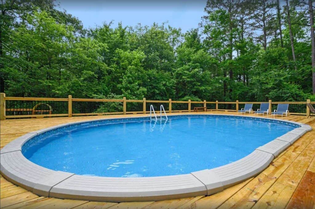 above ground pool cabins broken bow oklahoma exterior